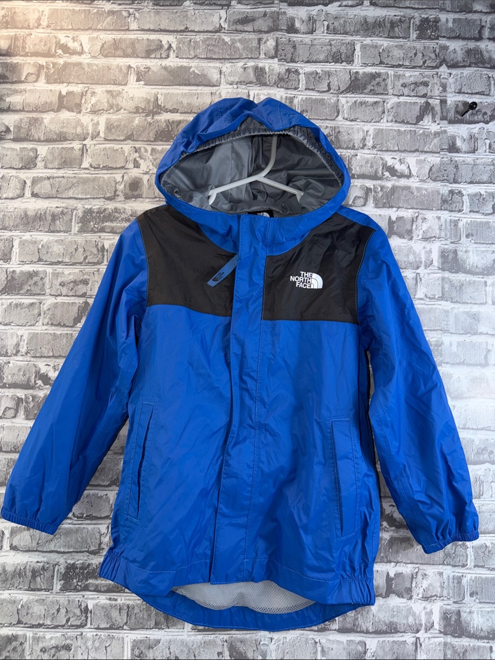 The North Face Boys' Royal Blue and Black Hooded Raincoat